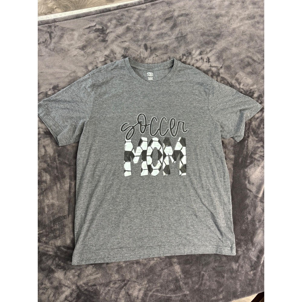 Athletic Works Women Soccer Mom Graphic Tee Heather Gray Short Sleeve XL 46-48